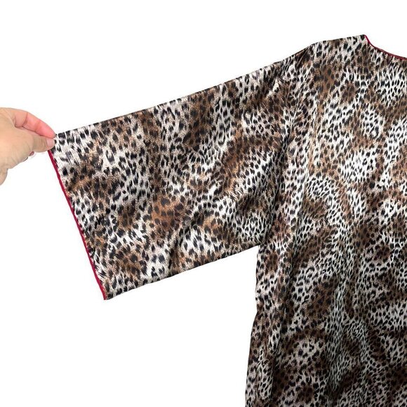 Natori Private Luxuries Kaftan Womens Size Medium Animal Print Side Slits Brown - Picture 9 of 11